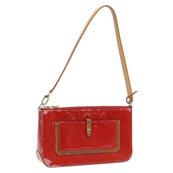 LOUIS VUITTON Monogram Vernis Mallory Square Pouch Red Rouge - Picture 1 of 16